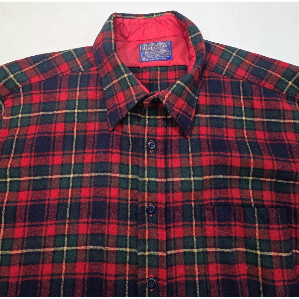 Pendleton Shirt Mens XL Wool Plaid Flannel Lodge Blue Green Yellow Red USA Made